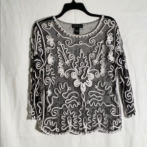 Soutache black net top